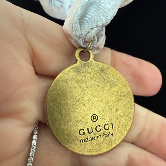 Pink and Gold Bee Pendant Scarf Necklace - Picture 3 of 3